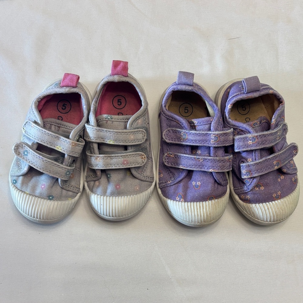 Kids' Purple and Gray Velcro Sneakers play shoes toddler size 5